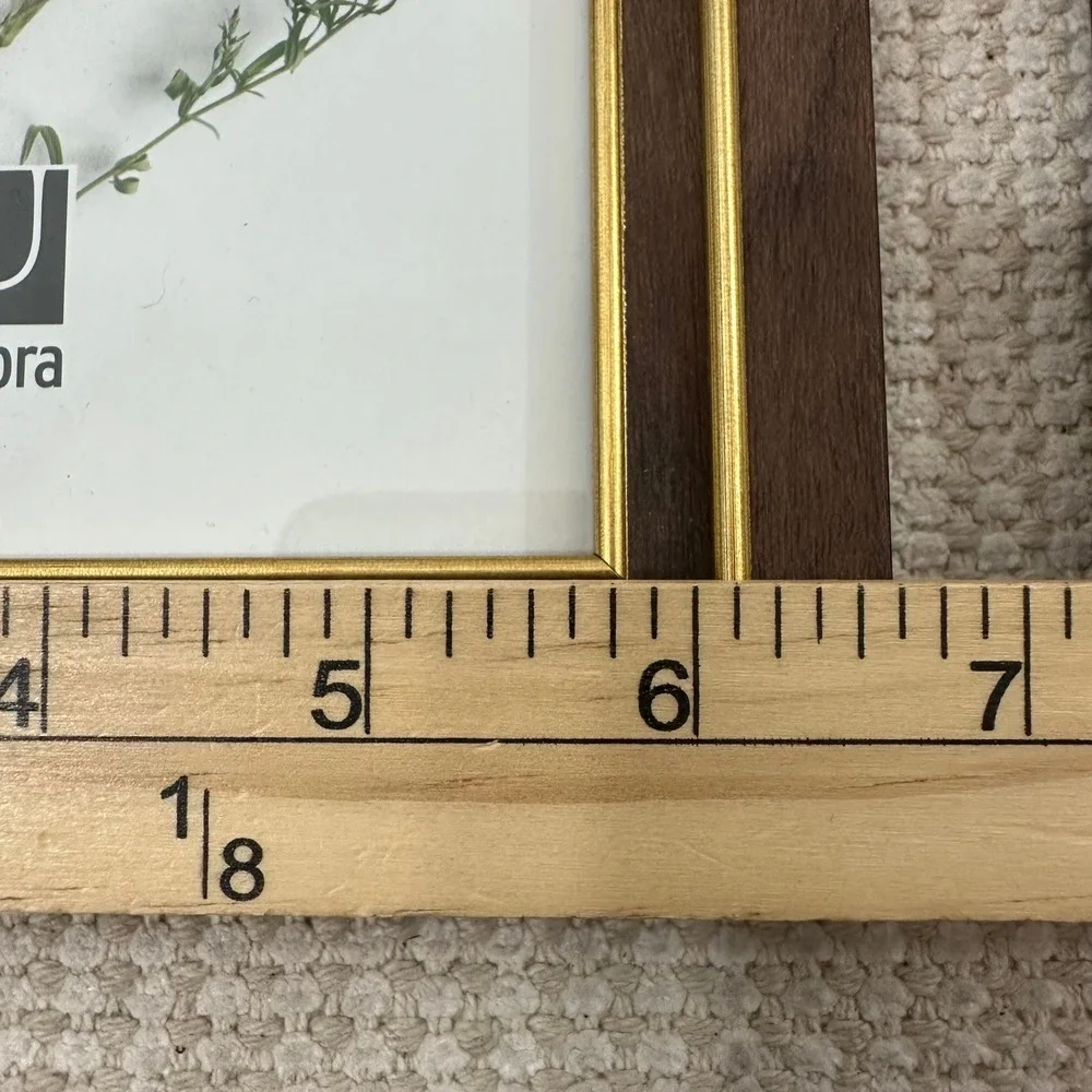 Umbra Wood Picture Frames Set of 3 Walnut Gold Trim 5x7 4x6 Tabletop Decor